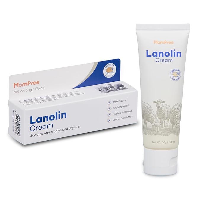 Natural Lanolin Nipple Cream: Soothing Nipples Cream Single Ingredient | Soothes Cracked & Sore Nipples | No Need to Remove Safe for Baby & Mom - 50g/1.76oz