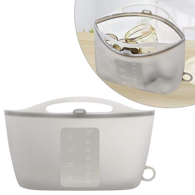 Spidfee Silicone Microwave Steam Sterilizer Bag for Baby Reusable Quick Sterilizing Bag for Bottles Breast Pump Parts Toddler Accessories Great for Travel - 2000ml Grey