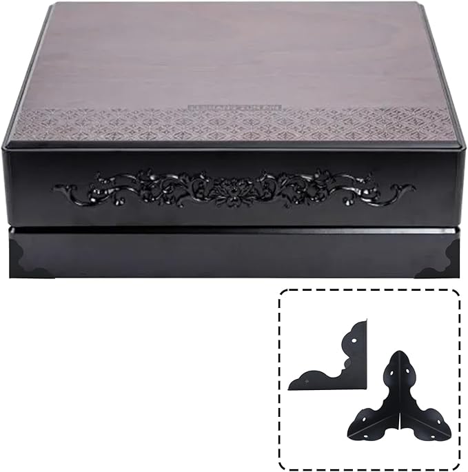 Antrader 24Pcs Case Box Corners Triangle Metal Cabinet Corner Protector Edge Safety Guard for Furniture Decor 1-1/4" x 1-1/4", Black