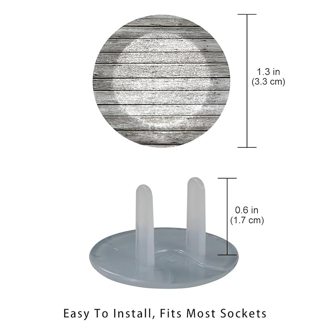 Grey Wooden (2) Outlet Plug Covers - 12/24 Pack Safety Electrical Plug Protectors