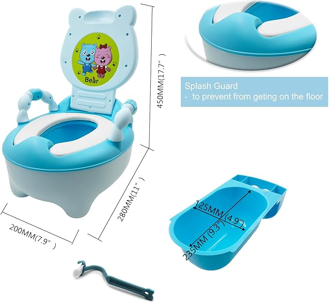 HTTMT- Baby Kids Blue Bear Portable Potty Training Toilet Seat With Pad Toddler Lovely Toilet Comfortable Soft Seat Stool Chair [P/N: ET-BABY003-BLUE]