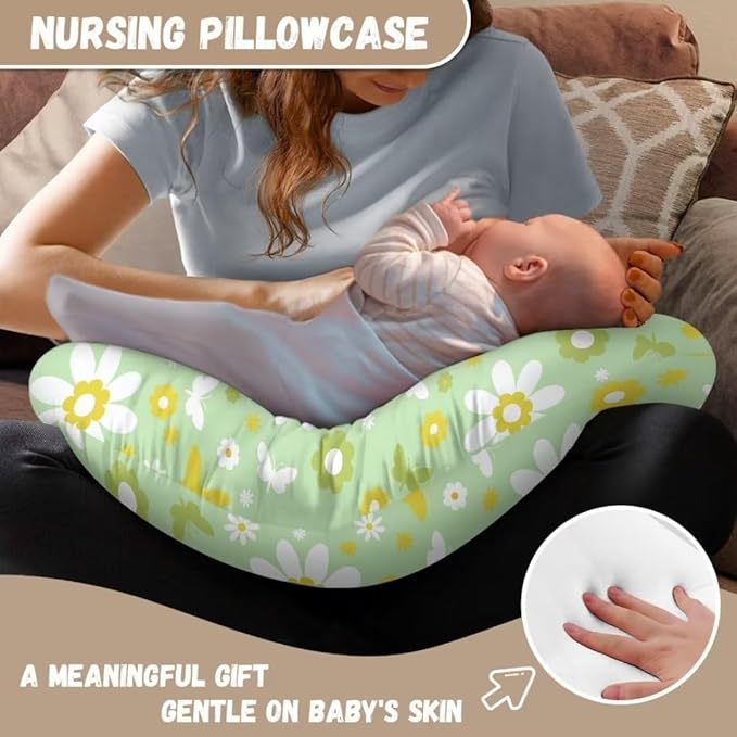Floral Pillow Cover Girls Baby, Breastfeeding Pillow Cover for Baby, Snug Fits Newborn Nursing Pillow Case, Super Soft Breathable