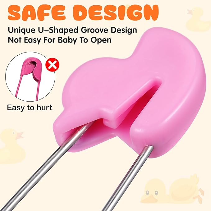 Toddmomy 20pcs Animal Safety Pins Stainless Steel Diaper Pins with Plastic Head Newborn Locking Safety with Lock Buckle for Shower Party Favor (Random Color)