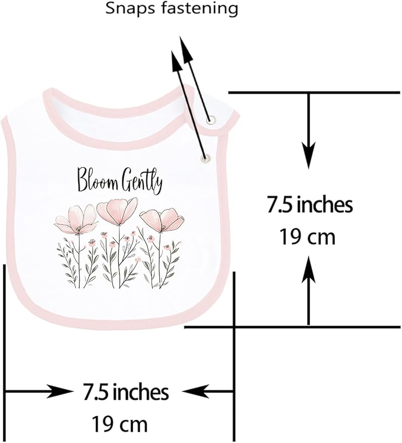Maiwa 6 Pack Cotton Baby Bibs for Girls Boys with Waterproof layer for Drooling Eating teething with Snaps