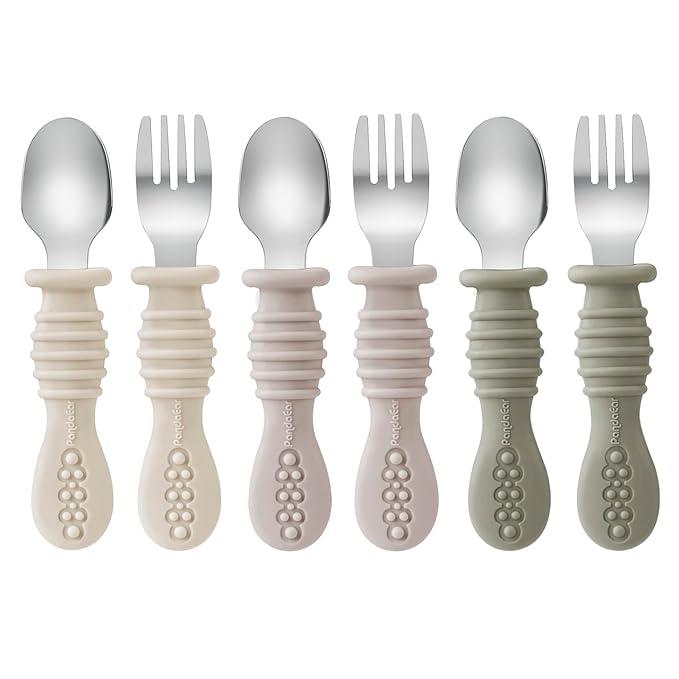 PandaEar Silicone Snack Containers & 6 Pack Toddler Fork and Spoon Utensil