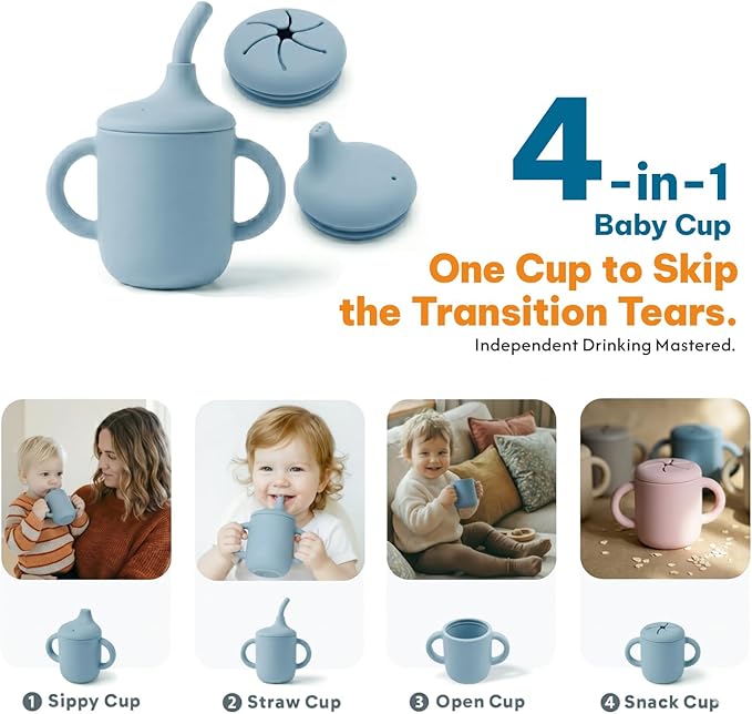 Remonda 17-Piece BPA-Free Baby Silicone Feeding Set | Extra Large Suction Plates, Toddler Bowls, Self Feeding Spoons, and More | Dishwasher Safe| Infant Led Weaning Supplies（Blue）