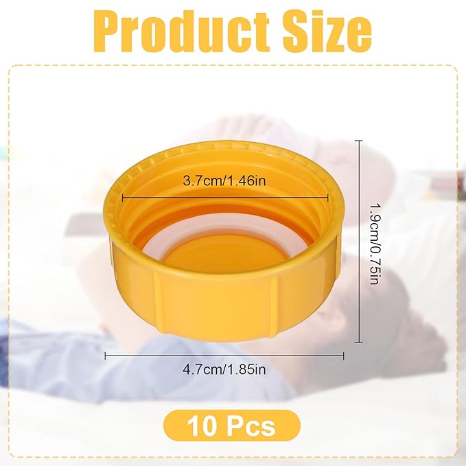 10Pcs Narrow Baby Bottle Caps Compatible with Dr Brown's, Medela, Ameda, Travel Bottle Caps Replacement Parts for Dr Brown, Storage Baby Bottle Lids with Sealing Gasket BPA Free Leak Proof (Orange)