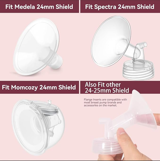 17mm Flange Inserts for 24mm Flange/Shield, Compatible with Momcozy/MOMMED/Spectra Breast Pumps, Pump Parts Replace (4PCS 17mm)