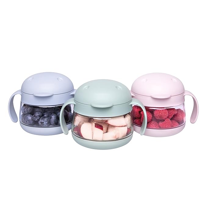 Ubbi Tweat No Spill Snack Container for Kids, BPA-Free, Toddler Snack Container, Blush Pink (Pack of 4)