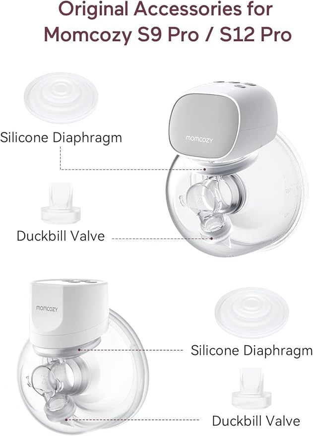 Momcozy Original S9 Pro/S12 Pro Replacement Accessories, Only Compatible with Momcozy S9 Pro/S12 Pro Breast Pump NOT for S9/S12/S12Pro-Quick(Duckbill Valves & Silicone Diaphragm,1 Pack)