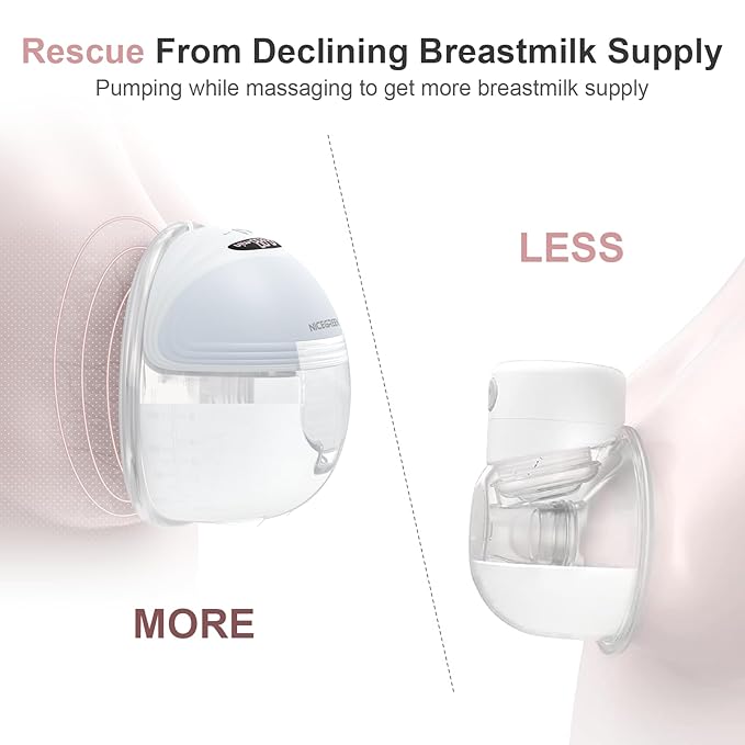 Wearable Breast Pump S21, Breast Pump Hands Free with Carrying Bag, Electric Portable Wearable Breastfeeding Pump with 3 Modes & 12 Levels, 24mm, 2 Pack Blue