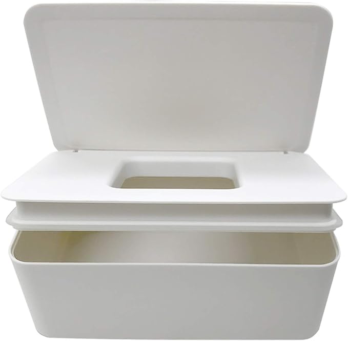 DEF Wipes Dispenser, Polypropylene Baby Wipes Case Sealed Keeps Wet Tissue Fresh Flushable Case Holders Easy Open and Close Non-Slip for Desk Office Dorm Kitchen Washroom Vanity (White)