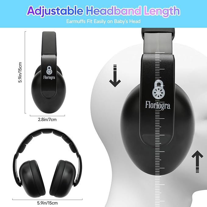 Floriogra Baby Headphones for Noise - [Upgraded Baby-Friendly Version] Ear Muffs Noise Protection Noise Cancelling Headphones - Ear Protection for 3 Months to 2 Years