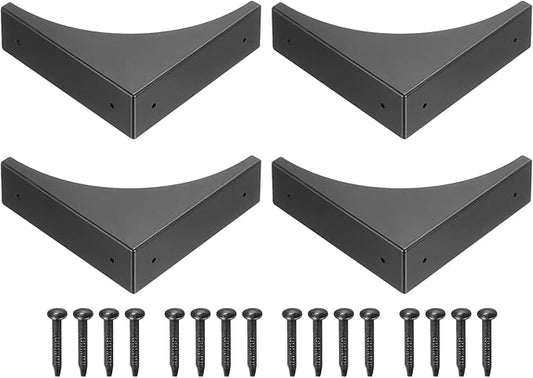 uxcell Corner Protectors, 4Pcs 2.56" - Metal Corner Protector, Vintage Decorative Corner Brackets with Screws, Edge Guards for Furniture Box Table (Black)
