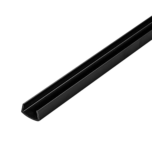 Outwater Plastics Gloss Black 1/2'' Rigid PVC UV Treated Plastic U-Channel/C-Channel 46 Inch Lengths (Pack of 3)