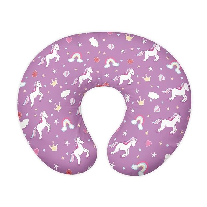 Nursing Pillow Cover, Fits The Original Support for Breastfeeding, Bottle Feeding, and Bonding Unicorn Rainbow Comfortable Slipcover for Baby Girl and Boy