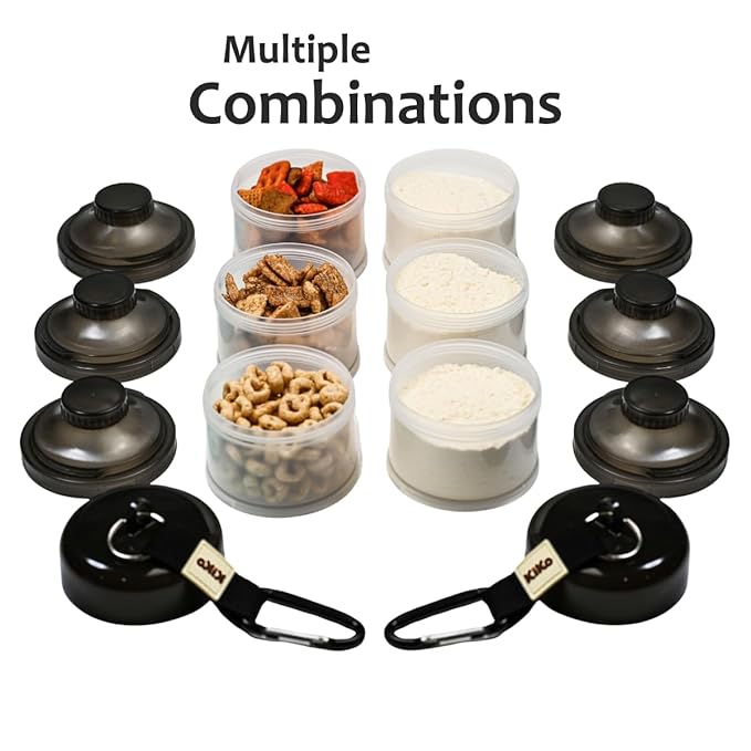 Formula Container to Go – Baby Essentials, Stackable Formula Dispenser for Night Feedings, Snacks and More – 2 Pack, by KiKo (Black)