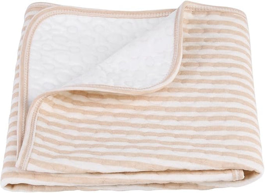 Fdit Baby Changing Pad, Portable Cotton Diaper Mat, Multi-Function, Coffee Stripes, M-50x70cm, 0-3 Years