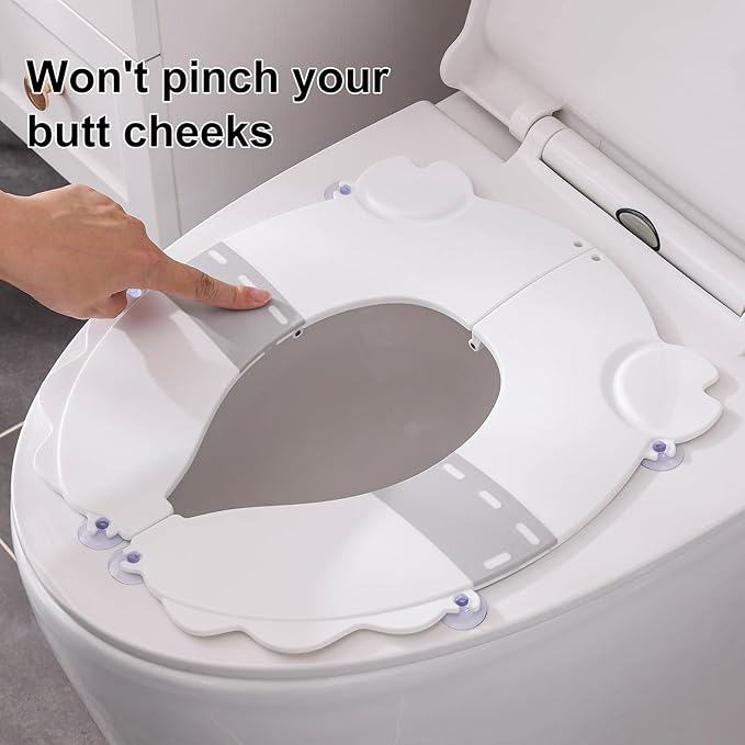 Portable Potty Training Seat for Toddlers, Foldable Travel Toilet with Non-Slip & Anti-Pinch Design, One-Handed Quick Release, Universal Fit for Most Toilets(Gray)