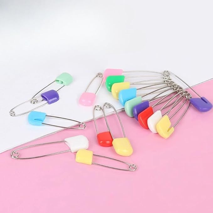 20Pcs 2 Inch Safety Diaper Pins, Safety Locking Holder Colorful Safety Pins for Cloth Nappies and Accessorie