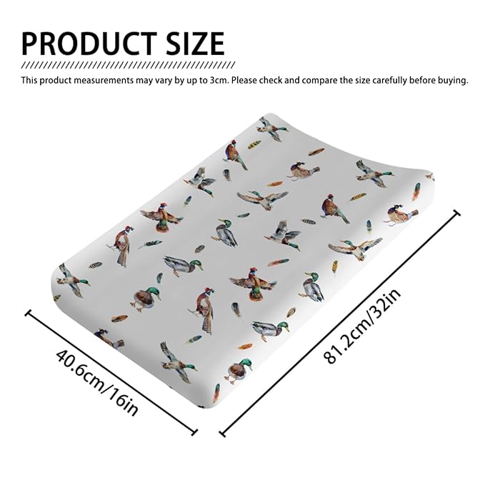 Country Duck Pheasant Baby Changing Pad Cover Wild Ducks Birds Feathers Baby Diaper Changing Table Sheets for Boy Girl Soft Breathable Stretch Fitted Diaper Change Table Pad Mats Covers 32''x16''