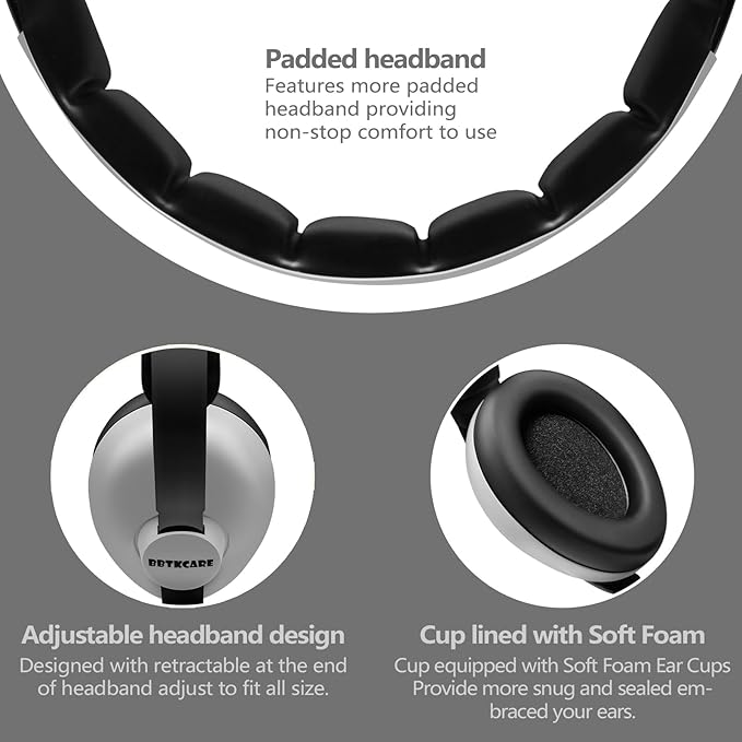 BBTKCARE Baby Ear Protection Noise Cancelling Headphones for Babies for 3 Months to 3 Years - Grey