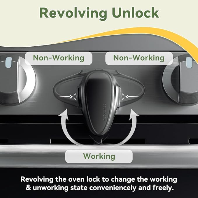 SAFELON 1 PC Child Safety Oven Door Lock, Childproof Oven Front Lock, Heat-Resistant Material, Durable & Easy to Install (Black)