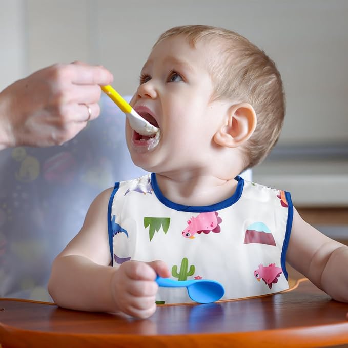 Accmor Waterproof Baby Bibs for Eating, Mess Proof Toddler Feeding Bibs for Girls Boys ﻿