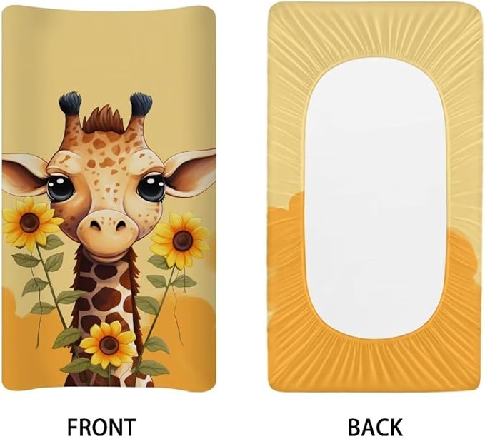 Changing Pad Covers for Boys Girls, Giraffes Diaper Changing Table Pad Cover Soft Breathable Changing Mat Cover for 32''x16" Cute Birthday Gifts for Baby