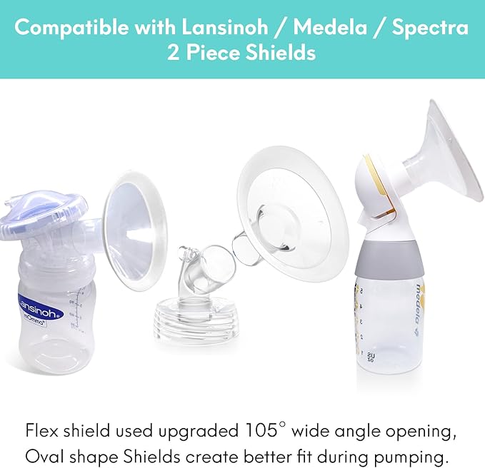 2 Count of 18mm Breast Pump Flanges Compatible with Medela/Lansinoh ComfortFit, Replace Medela PersonalFit Breast Shields, Accessories for Pump in Style Symphony Swing Harmony Freestyle Pump Parts