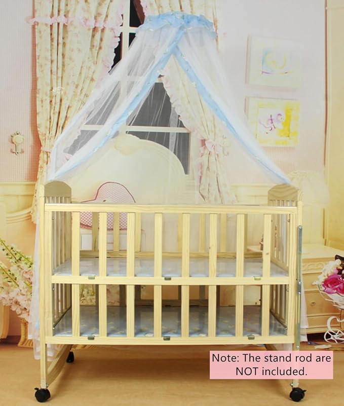 Crib Mosquito Net Baby Bed Dome Cots Mosquito Netting Toddler Bed Crib Dome Canopy Netting Hanging Bed Cover Net Mosquito Bar Frame Palace-Style Crib Bedding Set (Stand Not Included)