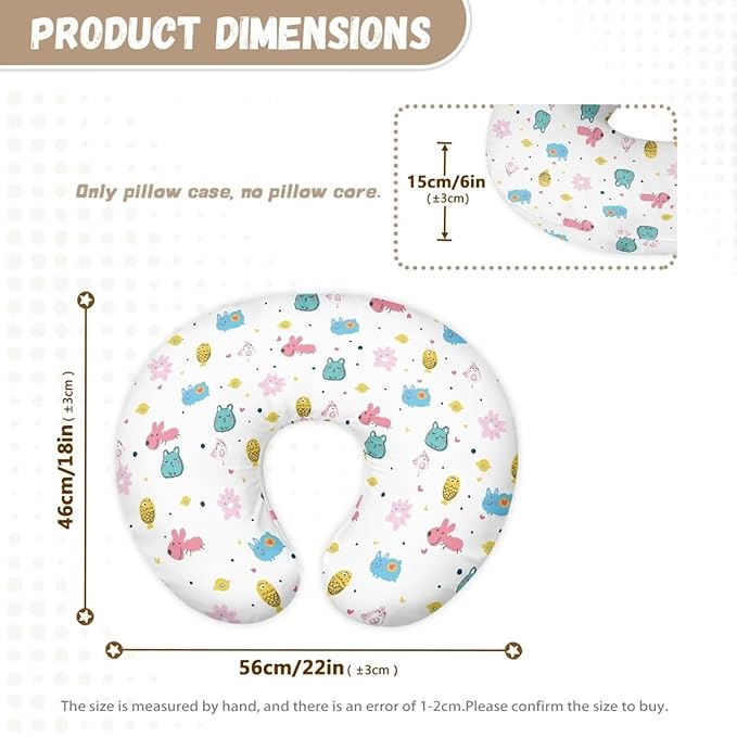 Cartoon Animals Nursing Pillow Cover for Baby Boys & Girls Nursing Pillow Slipcovers for Breastfeeding Moms Fits The Original Support Pillow