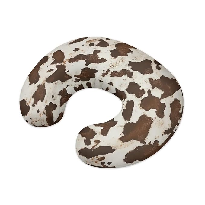 Brown Cowhide Nursing Pillow Cover for Baby Boy Soft Breastfeeding Pillow Slipcover Cow Baby Girl Newborn U-Shaped Breastfeeding Pillow Covers Fits for Infant Support