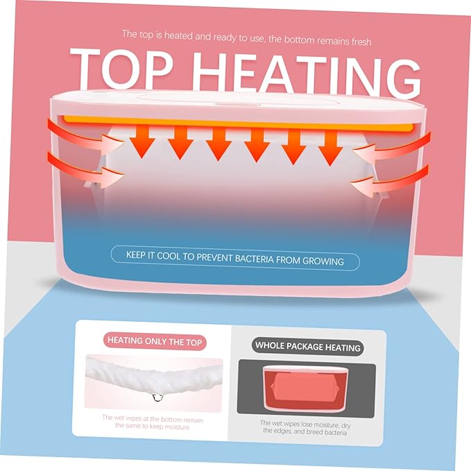Toyvian Portable USB Wipes Warmer Box with Adjustable Temperature Display 7.87X4.72X3.74In Baby Wet Tissue Heater for Home and Outdoor Diaper Changing Comfort