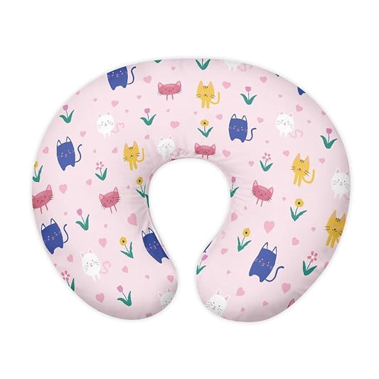 Nursing Pillow Cover with Hidden Zipper Cat and Flowers Soft for Moms/Baby Nursing Pillow Cover Stretchy Removable Cover for Breastfeeding Pillow