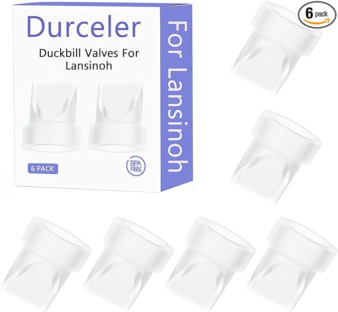 Replacement 6 Piece Duckbill Valves/Duck Bill Valve Compatible with Lansinoh Breast Pump Part, Use with Signature Pro/Smartpump/Manual Pumps, Accessories Made by Durceler, Pump Parts