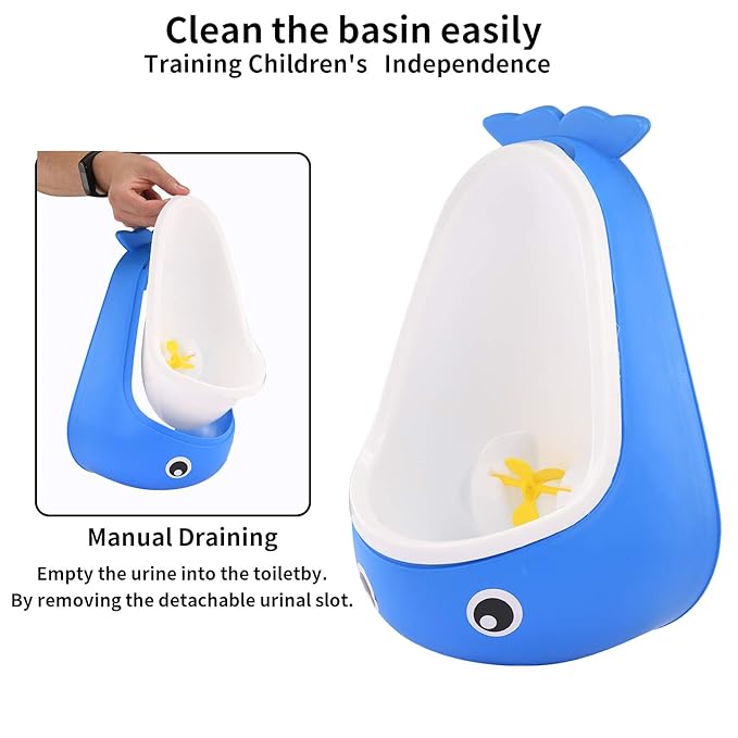 Potty Training Urinal for Boys Cute Whale with Funny Aiming Target - Blue