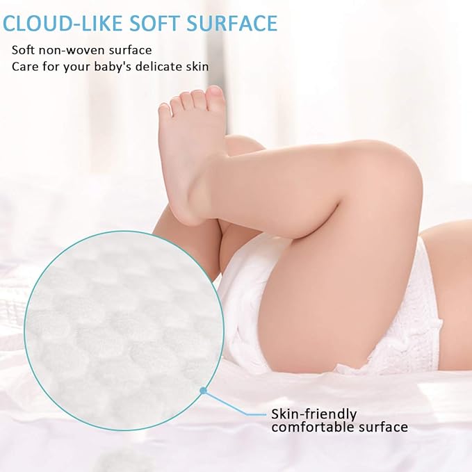 Organic Cotton Baby Disposable Changing Pad, 100 Count Ultra Absorbent & Waterproof Super Soft, Quilted Underpads for Baby Diaper Table & Travel 13X18 inch- Extra Thick