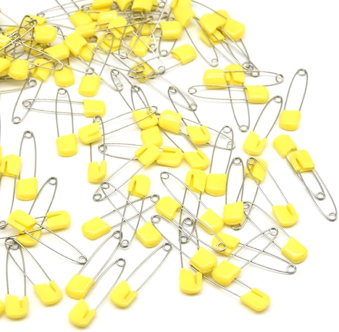 50 PCS Safety Pin 54mm/2.2in Baby Diaper Pins for Cloth Plastic Head Baby Pins for Diapers Stainless Steel Cloth Pins with Locking Closures Nappy Pin for Crafts（DT/Yellow）