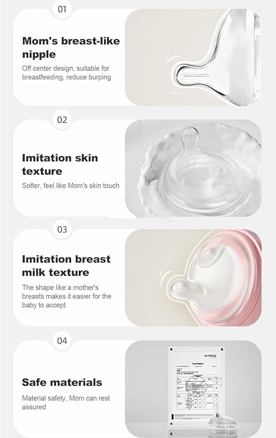 Oberni Baby Bottle Nipple, Off- Centered Nipples,100% Silicone,Replacement Baby Bottle Nipple for Babies, Newborn,Preemie 0-3 0-6 6-12 12+ Months 2 Pack (M(3-6 Month))