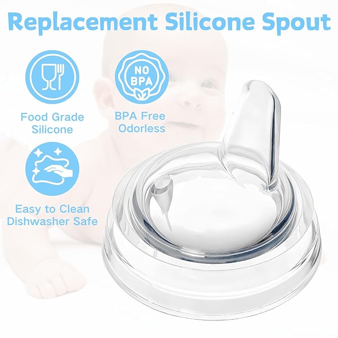 Sippy Spout Nipples Compatible with Philips Avent Natural Bottles, My Grippy Spout and Natural Trainer Sippy Cup, Soft Clear Food Grade Silicone Replacement Spouts, Leak-Proof, BPA Free, 4 Count
