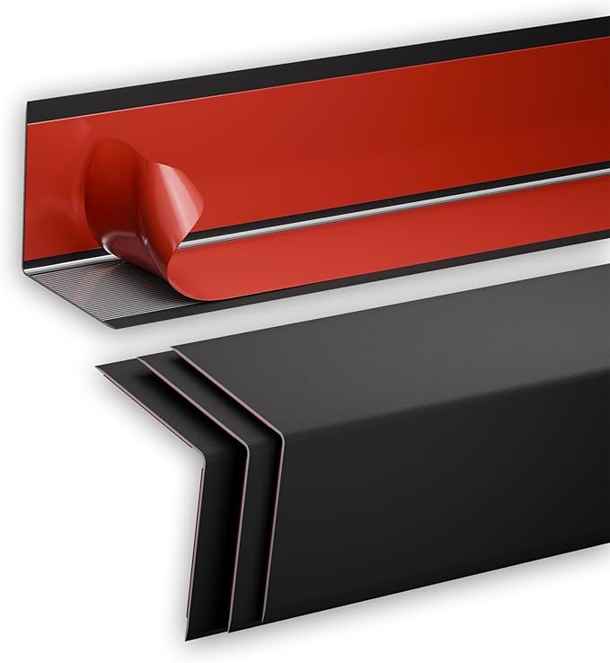 4PCS 48" Metal Corner Protectors, Aluminum Self Adhesive Corner Guards, Metal Wall Edge Protector Strip, Furniture Corner Protectors, Edge Trim for Cabinets and Kitchen Islands (Black, 48"x1"x1")