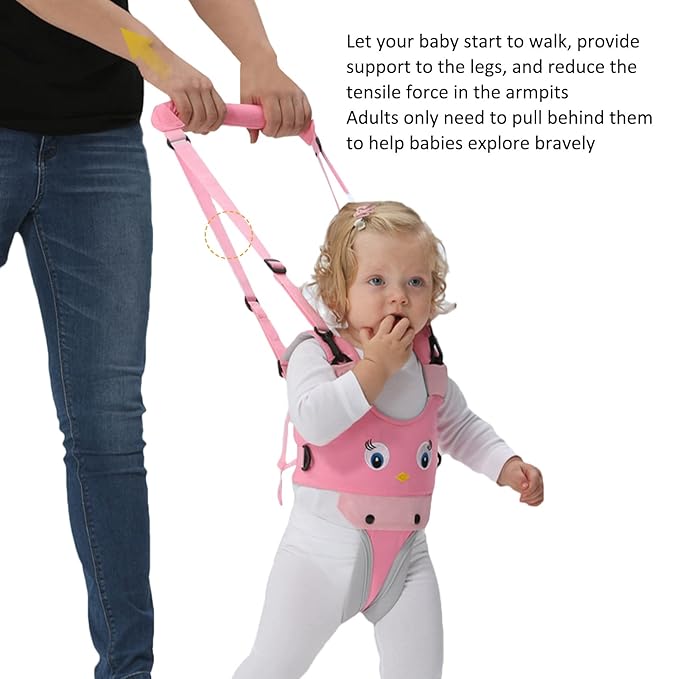 Baby Walking Harness, Infant Walking Helper, Handheld Toddler Walk Assistant Belt Walk Support Assist Trainer Tool for Infant 8 to 24 Month Old, Support Lifting Type and Pull Back Type(Pink)