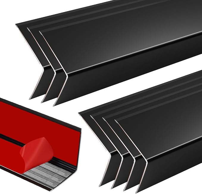 8Pcs 17.5" Black Metal Corner Protector, L-Molding Corner Guards for Walls, Cabinets, Baseboards, Furniture Decorative Trim, Size 17.5" x 2" (Pack of 8)