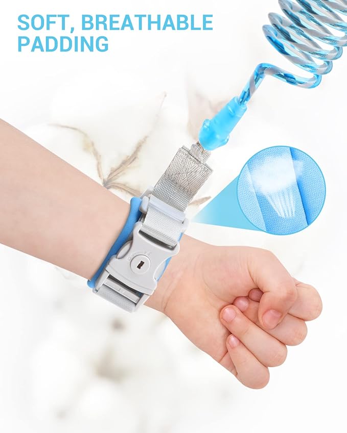 Dr.meter Anti Lost Wrist Link, 2 in 1 Upgrade Toddlers Safety Wristband Leash with Key & Lock, Dual Length 6.56ft Kids Walking Harness for Supermarket Mall Airport Amusement Park Zoo Travel