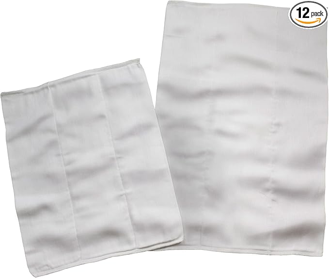 OsoCozy - Chinese Prefolds Cloth Diapers 1 Dozen - Perfect for Burp Cloths or Diapers. Soft and Absorbent for Baby Made of 100% Cotton- Fits 15-30 Lbs. - Size: Regular 2x5x2, 14x21 inches.