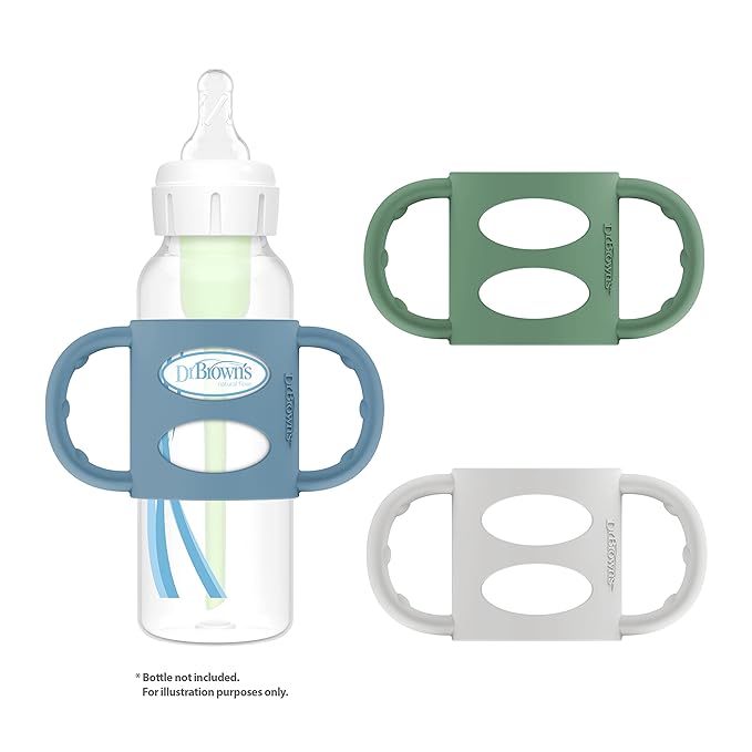 Dr. Brown's Milestones Silicone Baby Bottle Handles, Narrow & Natural Flow Level 2 Nipple, Medium Flow, 3m+, 100% Silicone, 6 Count