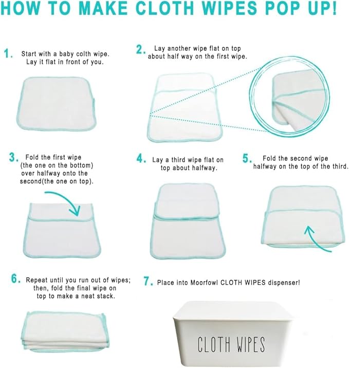 Cloth Wipes Dispenser, 8.2L x 4.9W x 3.9H inches, Cloth Baby Diaper Wipes Container for Homemade Reuseable Baby Essential, Black