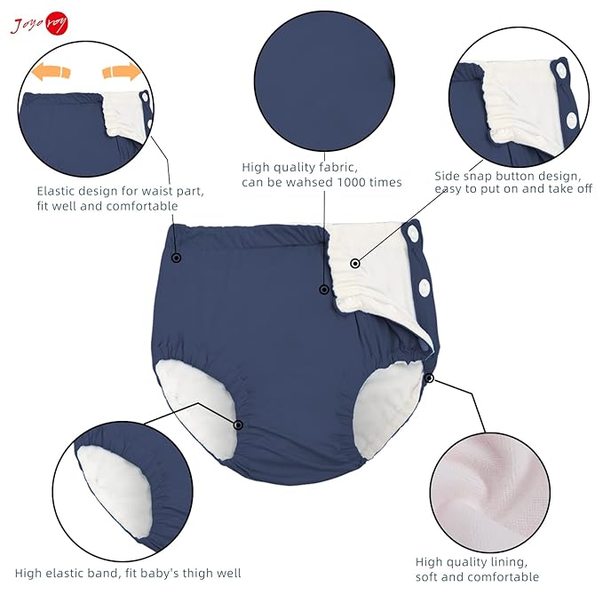 Joyo roy 2 Pcs Reusable Swim Diapers Snaps Unisex Baby Swim Diaper Size 2 Waterproof Toddler Swimming Diaper 2T Soft Washable Baby Boy and Girl Water Diapers Medium for Swimming Lesson
