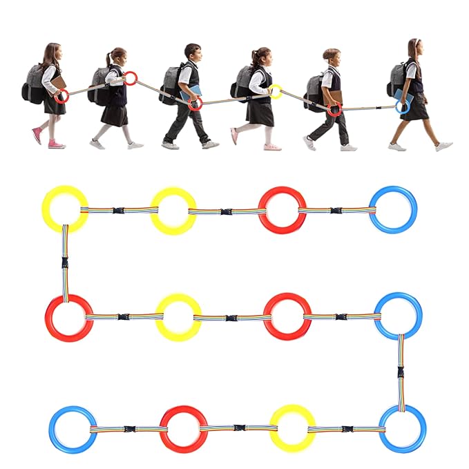 12 Sets Walking Rope for Preschool Toddlers Walking Rope, Detachable Transition Ropes with Handles, Colored Cords for Preschoolers, School and Outdoor Use